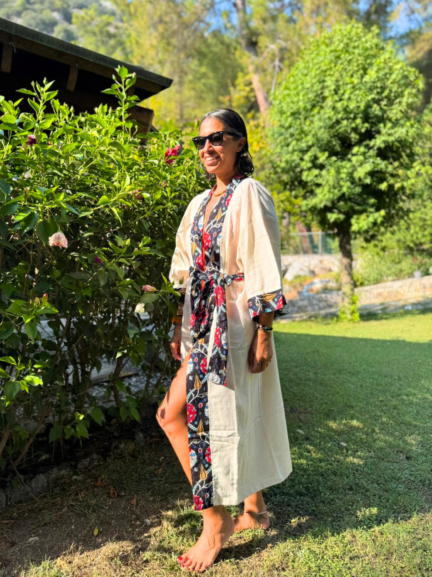 HURREM Beach Kimono with Traditional Turkish Motifs, Handwoven&Lightweight & Breathable&Cotton