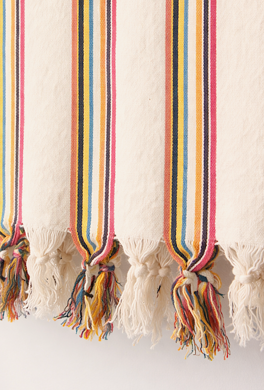 Rainbow Turkish Beach Towel, Natural