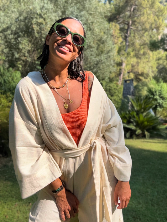 SADE Beach Kimono Minimalist, Cotton Cover up
