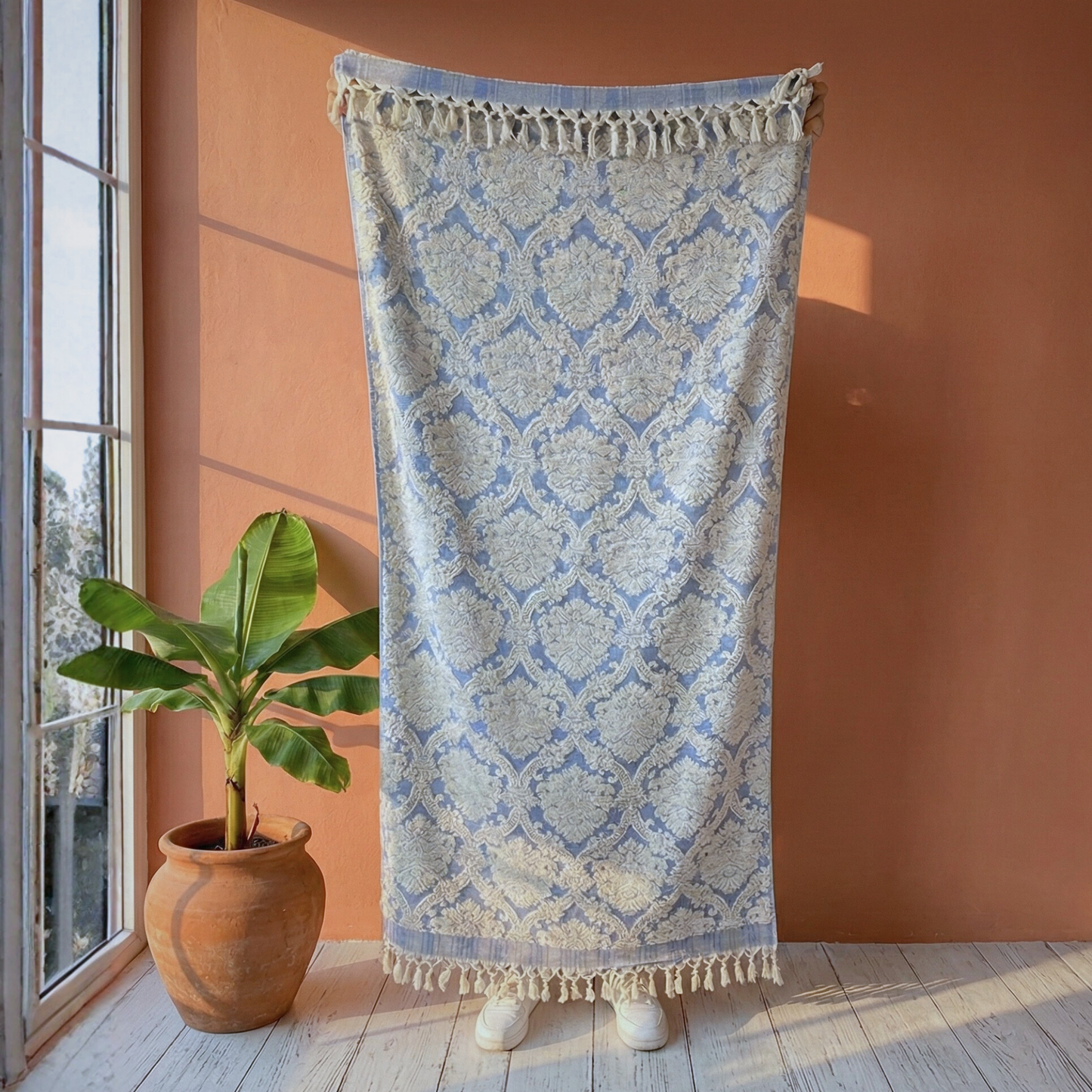 Serviette de bain turque faite à la main, serviette de bain en jacquard damassé, 100 %