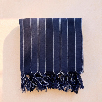 Dark Blue Striped Beach towel, HATAY Series-11