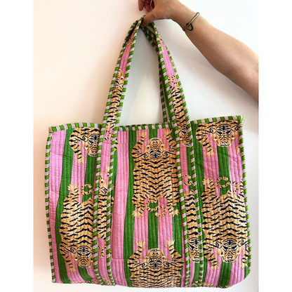 Hand Print Tiger Pattern Beach Bag