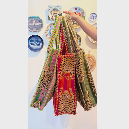 Hand Print Tiger Pattern Beach Bag