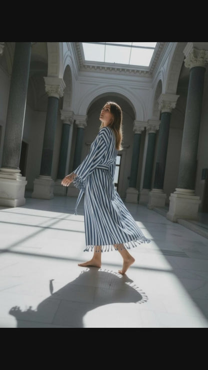 Datca Striped Kimono, Beach Wear, Kaftan