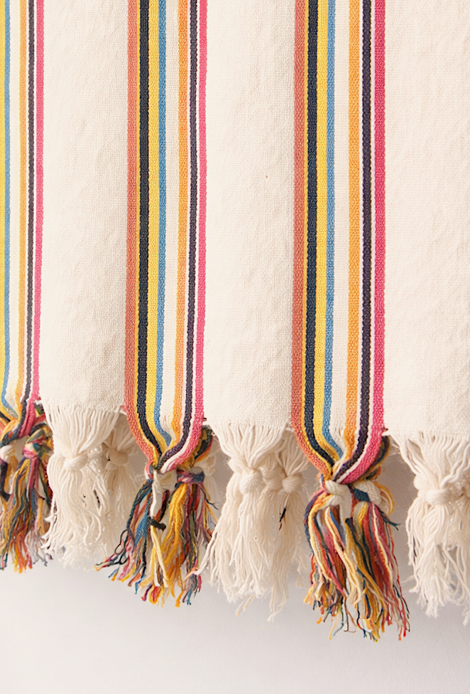 Rainbow Turkish Beach Towel, Natural