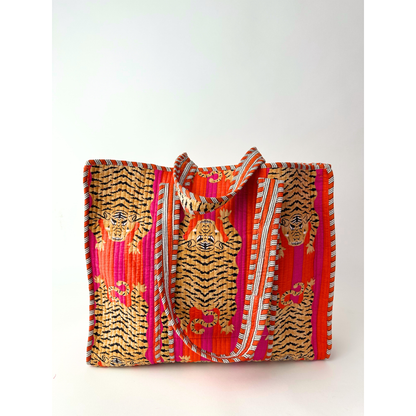 Hand Print Tiger Pattern Beach Bag