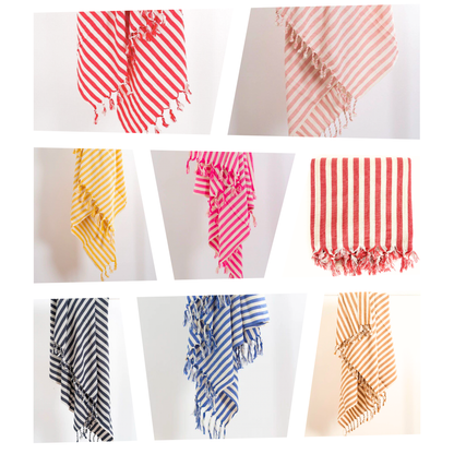 Serviette turque à rayures Datca, serviette de hammam Peshtemal